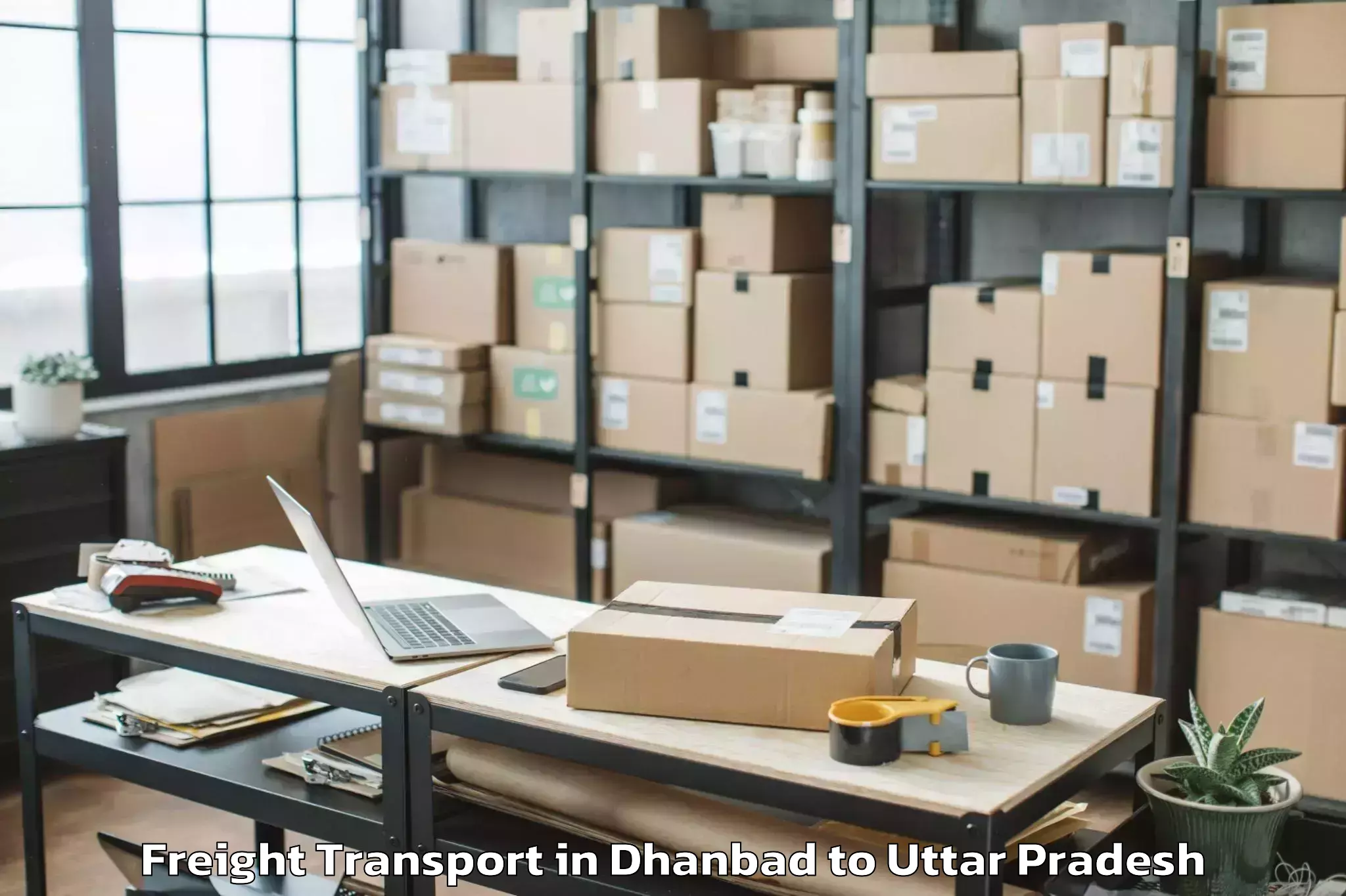 Easy Dhanbad to Etah Freight Transport Booking